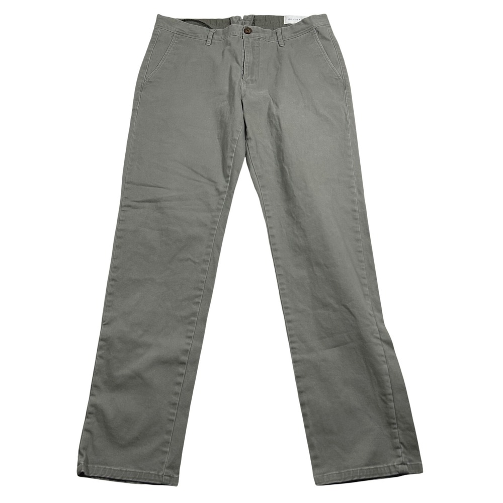 Mott & Bow Chino Pants Mens 34 Grey Charles Twill Stretch Straight Leg